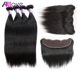 Brazilian Straight Hair 4pcs With 13x2 Frontal Closure Cheap Peruvian Virgin Hair Indian Straight Ear To Ear Lace Frontal77622287891250