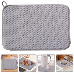 Table Mats 2 Pcs Drying Pad Silicone Drainer Dish Mat Tableware Trivet Microfiber Household