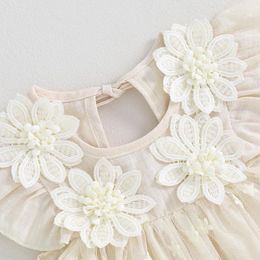 Girl Dresses Toddler Baby Summer Dress Flutter Sleeve Floral Embroidery Princess Lace Tutu A-line