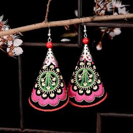 Dangle Earrings KYSZDL Yunnan Ethnic Style Retro Jewellery Wholesale Decorated Dance Miao Embroidery Handmade Cloth YC389