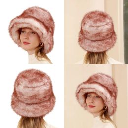 Berets Plush Fisherman Hat For Women Y2K Warm Furry Bucket Girls Cold Weather Windproof Cap Teens Adult Breathable Headwear