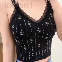 Women's Knits & Tees Designer Brand Lace Shoulder Strap Sexy Suspended Tank Top for External Wearing Beautiful Back Wrapped Chest Underwear Women 1V4R