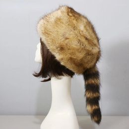 Berets Imitation Fur Russian Round Flat Top Hat