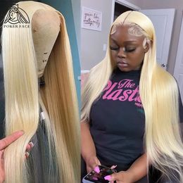 40 inch 613 Honey Blonde Colour Straight 134 Lace Front Human Hair Wigs For Women Brazilian 136 HD Transparent Frontal Wig 240127