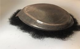 Brazilian hair Afro men toupee hair repalacement Human hair toupee fine mono with skin base 6870612