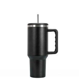 TOP 40oz Stainless Steel Tumblers Cups With Silicone Handle Lid and Straw 2nd Generation Car Mugs Vacuum Insulated Water Bottles