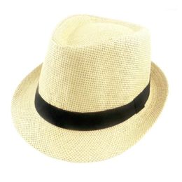 Stingy Brim Hats Summer Solid Straw Hat For Women And Man Beach Fedoras Casual Panama Sun Jazz Caps 6 Colours 60cm1259k