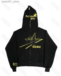 Men's Hoodies Sweatshirts Y2k Falling StarBoy K-pop Spring/Summer/Autumn/Winter Hoodie Winter Button Hip Hop Couple Jacket Zipper American Street Men Q240217