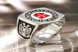 New Male Iron Knights Templar Cross Silver mason Masonic Band Stainless Steel Ring Vintage Mason Jewellery Rings for Men Wom7171817