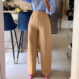 Women's Pants Fashion Trousers Arrival Spring Autumn Winter Solid Casual High Waist Straight Wide Leg Office Lady Overalls