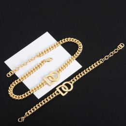 designer 18k gold chain necklace Men's and women's stylish simple bracelet Jewellery Sets for party anniversary lovers gift high quality with box
