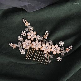 Hair Clips Flower Side Comb Alloy Ornament Handmade Ancient Style Bridal Piece Accessories For Women And Girls