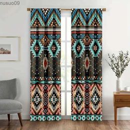 Curtain 2pcs Mandala Boho Blackout Curtains Bohemian Flowers Stripes Rod Pocket Window Drapes For Bedroom Living Room Ethnic Vintage Pat