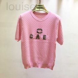 Women's Knits & Tees Designer Brand French Heavy Industry Bead Letter Pattern Round Neck 23 Summer New Age Reducing Versatile Fashion Short Sleeved Top for Women 8VZ9