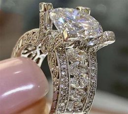 Top Sell Vintage Fine Jewelry 925 Sterling Silver Marquise Cut White Topaz CZ Diamond Gemstones Women Wedding Engagement Band Ring8516395