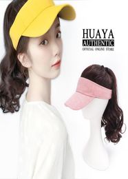 HUAYA New Baseball Cap Ponytail Wig Long Wavy Curly Pony Tail With Sun Hat Women039s Heat Resistant Fiber Synthetic Wig2548466