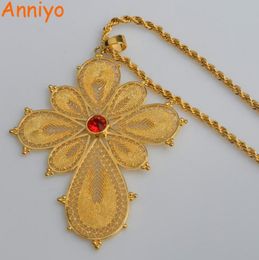 Anniyo Ethiopian Big Pendant Necklaces for Women Gold Color Copper Eritrea Jewelry Africa Ethnic Bigger es 003016 V156252073976879