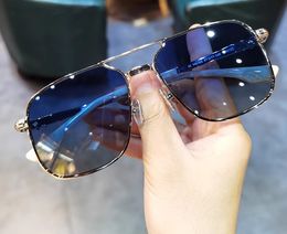 Square Sunglasses Gold Metal Blue Gradient Men Sunframe Shades Sonnenbrille Sunnies Gafas de sol UV400 Eyewear with Box
