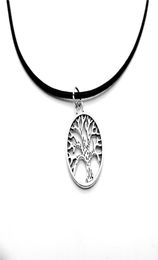 1pc Round Tree of Life amulet Strings Necklace Chakra Palm Prata Longevity Leaf Leather Rope Lucky woman mother men039s family 1008250