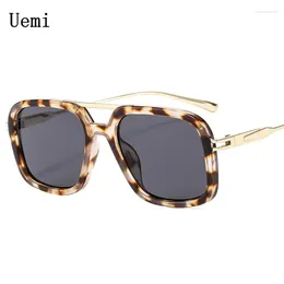 Sunglasses 2024 Fashion Retro Square Women Men Leopard Double Bridge Metal Frame Sun Glasses Shades UV400 Eyeglasses