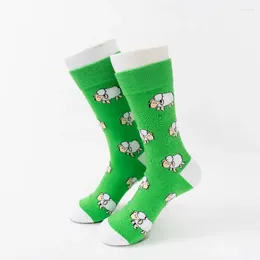 Men's Socks MYORED 1 Pair Of Autumn And Winter Green Bottom Sheep Men Lovers Cotton