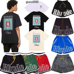 Designer TShirts Mens Shorts Beach Short Pants Womens Cotton Short Sleeves Shirts Casual Tshirt Versatile Rhude Tees Shirt Quick Drying Breathable Mesh Short 2KQY