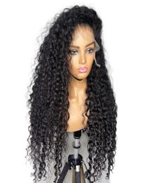 180Density 26Inch Natural Black Kinky Curly Soft Lace Front Wig For Women With Baby Hair Natural Hairline High Temperatur54778284629662