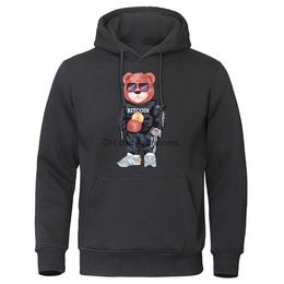 Men's Hoodies Sweatshirts Teddy Bear A Wealthy Man In Casual Clothesmens Hoodies Casual Pullover Clothing Fleece Streetwear Cartoons Pocket Streetwear T240217