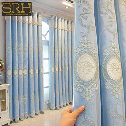 Curtain Custom Curtains for Living Dining Room Bedroom Luxury European Double-layer Fabric Gauze Integrated Embroidery Blackout Decor