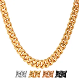 Chains ChainsPro Chain For Men Hiphop Necklace Wholesale Rose Gold/Black Gun/Gold/Silver Colour Cuban Link Jewellery Kpop N636