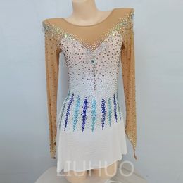 LIUHUO Customize Colors Figure Skating Dress Girls Teens White Ice Skating Dance Skirt Quality Crystals Stretchy Spandex Dancewear Ballet Performance