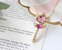 Fashion 2018 New Anime Sailor Moon Loving Wand Crystal Cosplay Pendant Necklace Girl Accessories Cute Pink Necklace41529262626419