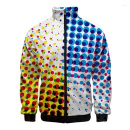 Men's Jackets Style 3d Printed Colorful Dots Jacket Men Women Fashion Street Oversized Long Sleeves Coat Tops Zipper Clothes