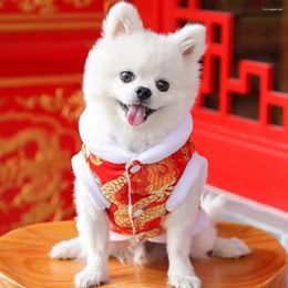 Dog Apparel Chinese Style Pet Tang-suit Happy Year Puppy Outfits For Dogs Cats Spring Festival Winter Warm Clothes Kitten Supplies