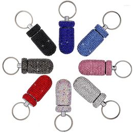 Storage Bottles Case Organiser Waterproof Full Rhinestone Container Tablet Keychain Bottle