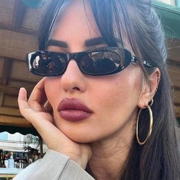 Sunglasses Trendy 2024 Cat Eye Black Women Brand Narrow Frame Rectangle Shades Small Eyewear Men Sun Glasses Female Male UV400