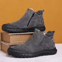 Winter Men Snow Boots Suede Warm Fur Men Ankle Boots Long Plush Outdoor Men Sports Shoes Casual Cold Resistant Cotton Boots 240126