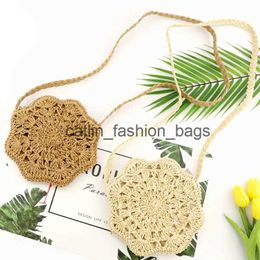 Shoulder Bags New paper rope diamond straw bag mobile phone purse small round woven casual handbagH24217