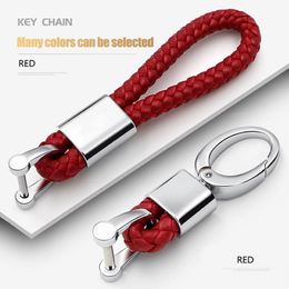 Leather Hand Woven Keychain Metal key rings Chains Customise Personalised Gifts Car Key Holder For Auto Keyring173e