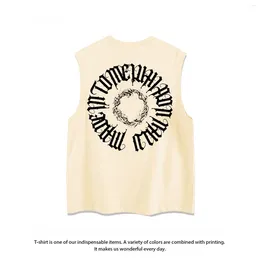 Men's Tank Tops American Style Retro Handsome Smoke Gothic Letter Printed Top Men And Women Summer Fashion Trend Couple Sleeveless T-shirt