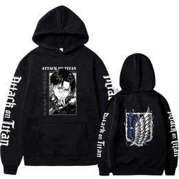 Men's Hoodies Sweatshirts Attack on Titan Anime Hoodie 2023 Hot Sale Pullovers Sweatshirts Levi Ackerman Graphic Printed Tops Casual Hip Hop Streetwear T240217