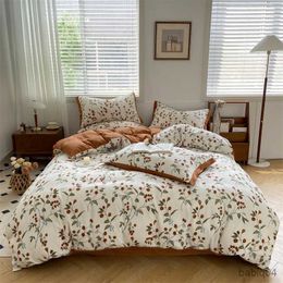 Bedding sets Nordic Plants Bedding Set Girls Boys Kid Single Queen King Size Flat Sheet Flower Duvet Cover case Bed Linens Home Textile