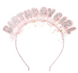 Sweet girls sequins letter hair sticks INS children bling lace gauze birthday hairbands 2022 kids princess accessories A84311473181