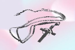 Fashion Mens Silver Bible Ring Cross Pendant Necklace Hip Hop Jewelry Stainless Steel Link Chain Punk Black Necklaces For Men Gift1313532