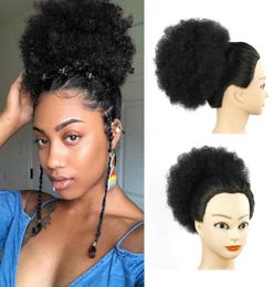 Synthetic Curly Hair Ponytail African American buns Short Afro Kinky Curly Wrap Drawstring Puff tail Hair Synthetic Buns4476130