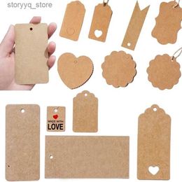 Labels Tags 50PCS DIY Kraft Paper Tags Label Paper Price Tag Name Vintage Wedding Hanging Tag Wrap Gift Wrapping Blank Label Crafts Q240217