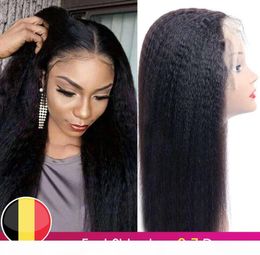 Kinky Straight 4x4 Closure PrePlucked Remy 134 Front Human Hair Wigs Yaki Lace For Black Women Headband Wig3354280