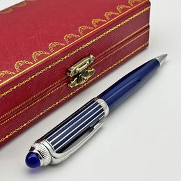 LAN Luxury Classic Blue Ballpoint Pen Stainless Steel Ragging Writing Smooth Office Stationery With Gem 240130