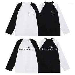 Women's T Shirts MMsix Men' T-shirt Sleeves Colour Contrast Women Shirt Winter Crew Neck Long Sleeve Pullover Korean Fashion Brand Base