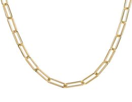 Necklace Stainless Steel Round Flat Rectangle Choker Women 18k Gold Plated Paper Clip Paperclip Link Chain Necklaces8029747